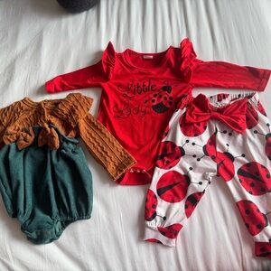 Red Ladybug Baby Outfit Set